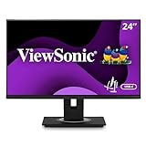 Viewsonic VG2455 60,5 cm (24 Zoll) Büro Monitor (Full-HD, IPS-Panel, HDMI, DP, USB 3.0 Hub, USB C, Höhenverstellbar, Lautsprecher, Eye-Care, 4 Jahre Austauschservice) Schwarz