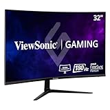 Viewsonic VX3218-PC-MHD 80 cm (32 Zoll) Curved Gaming Monitor (Full-HD, Adaptive Sync, 1 ms, 165 Hz, HDMI, DP, geringer Input Lag, Lautsprecher) Schwarz