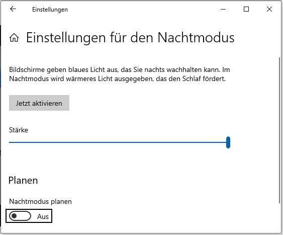 Nachtmodus Windows 10